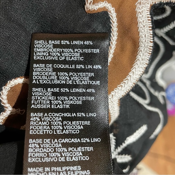 Anthropologie 1X Corset Bodice Linen Blend Embroidered Scalloped Hem Midi Dress - Picture 13 of 16